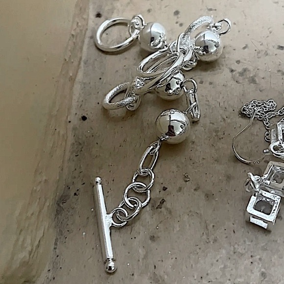 Sterling Silver O Link Beaded Ball Creative Chain Link Bracelet - Picture 4 of 8